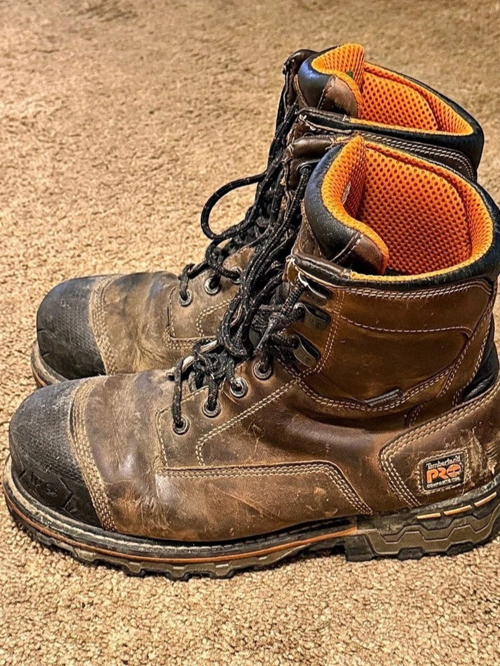 Timberland PRO Steel Toe Boots Mens 11 Brown ASTM F2413-18 EH Slip Resistant